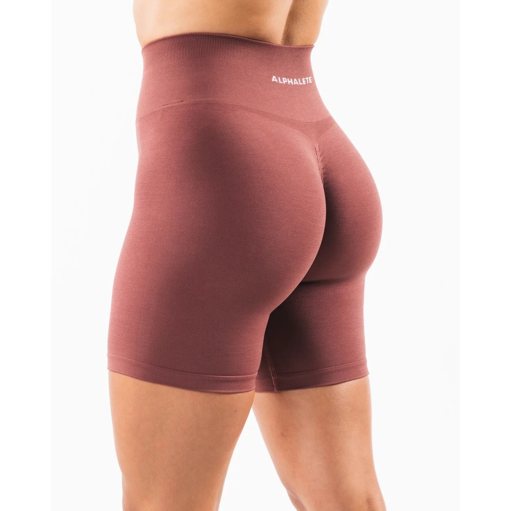 Alphalete Amplify Seamless Scrunch Butt Biker Shorts Mauve High Rise Womens